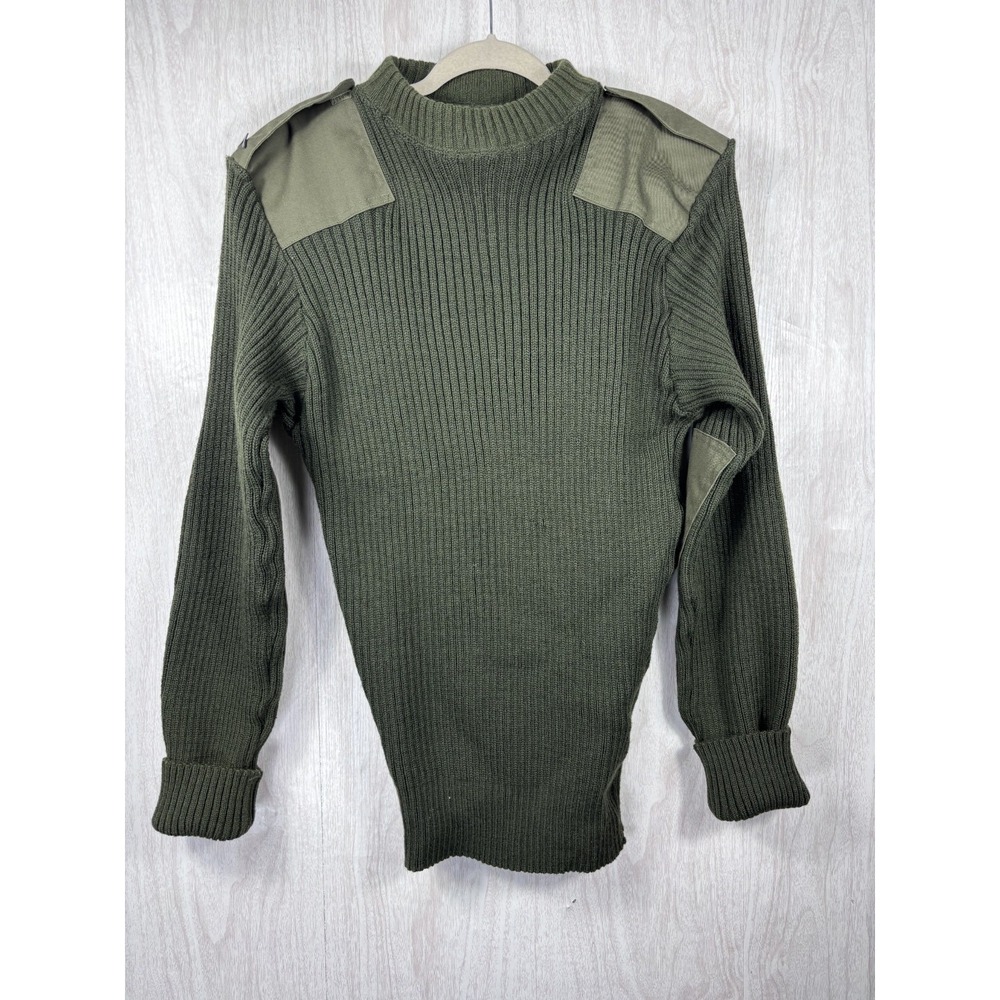 US Military Valor Wool Sweater Men 44 L Olive Commando Gorpcore Epaulettes Army